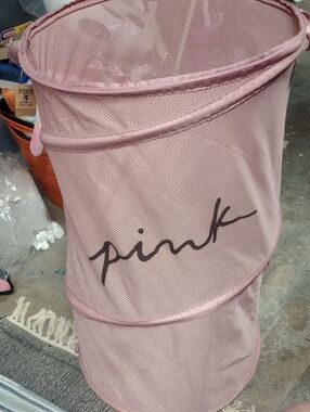 Victoria's Secret Pink Mesh Laundry Hamper - Light Pink